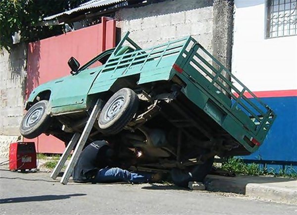 And then the truck fall on him