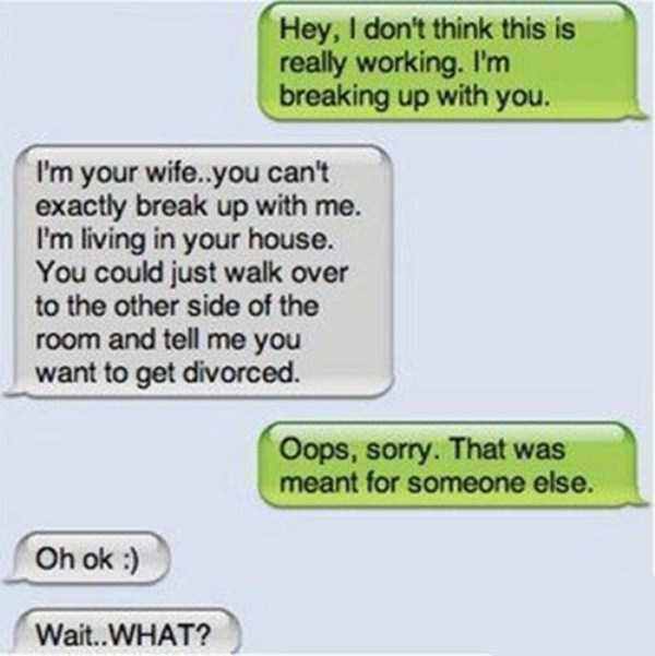 sent break up text to wife