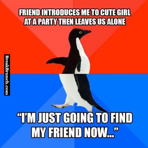 A socially awkward guy in a party