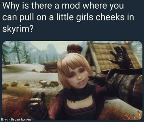 Skyrim mod to pull little girls cheeks