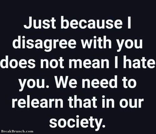 I disagree with you does not mean I hate you