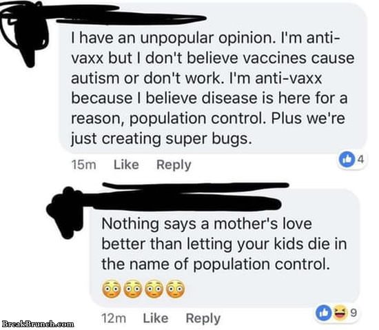 Not take vaccine for population control
