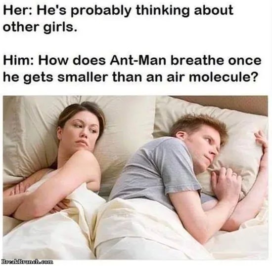 How does ant man breathe once he is smaller than an air molecule