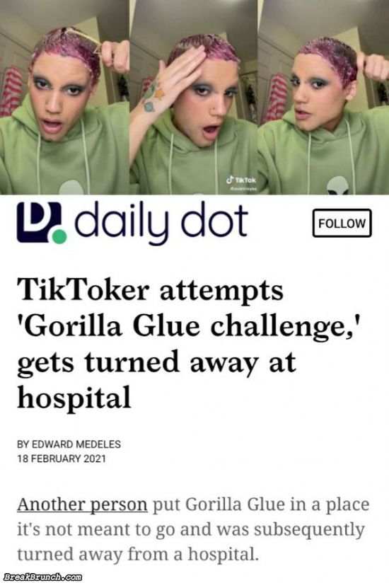 TikToker put gorilla glue on hair
