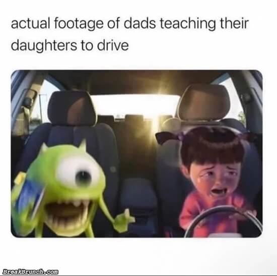 Footage of dads teaching their daughters to drive