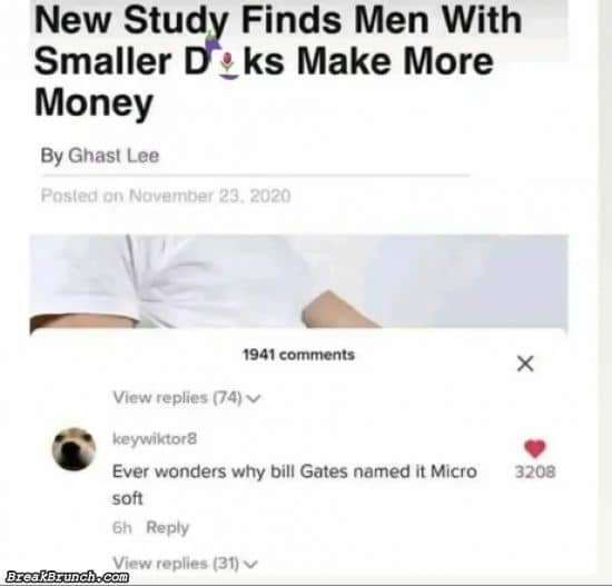 Men with smaller dicks make more money