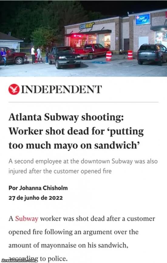 Atlanta subway worker shot dead for putting too much mayo on sandwich
