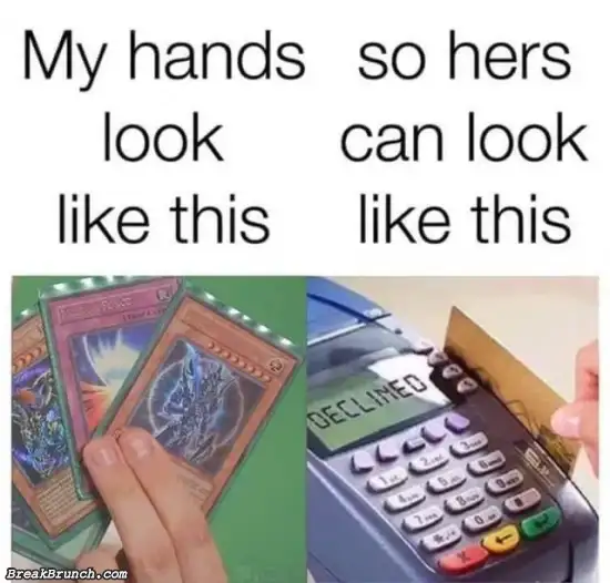 My hand and her card