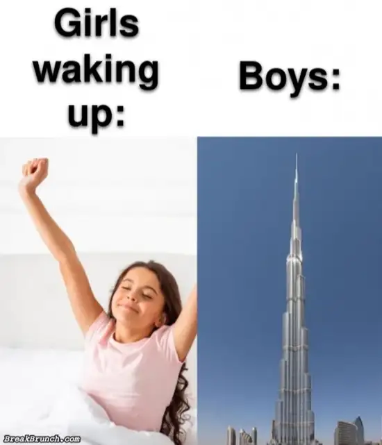 Girls vs boys waking up