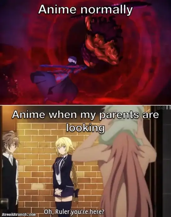 Anime when my parents is around