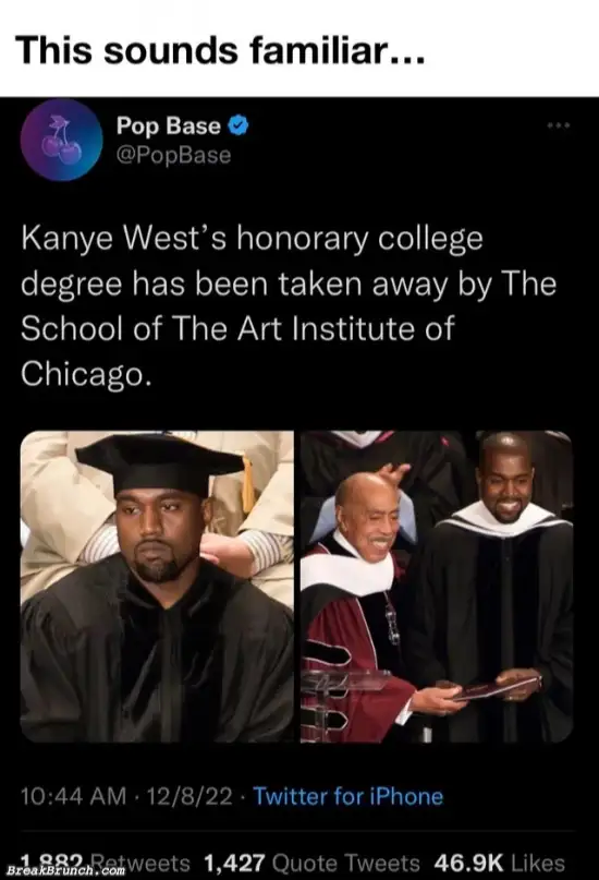 Kanye West’s honorary collage degree has been taken away