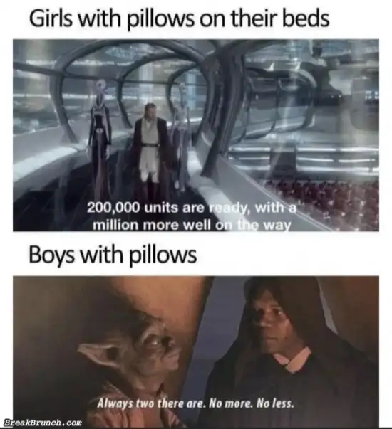 Girls and boy pillow fights