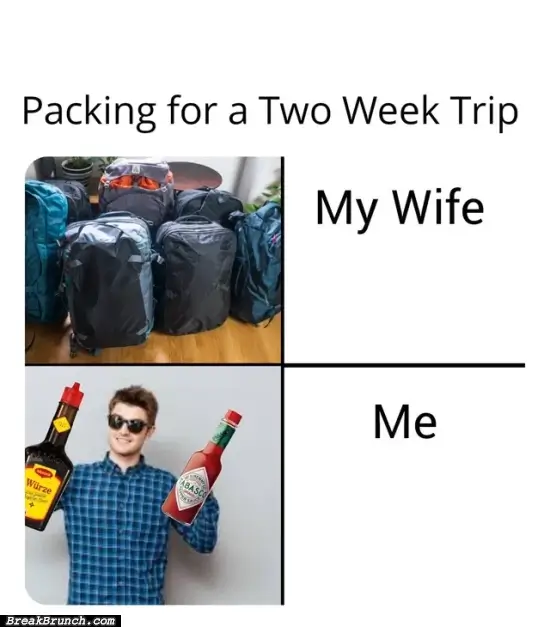 How my wife and I pack for vacation