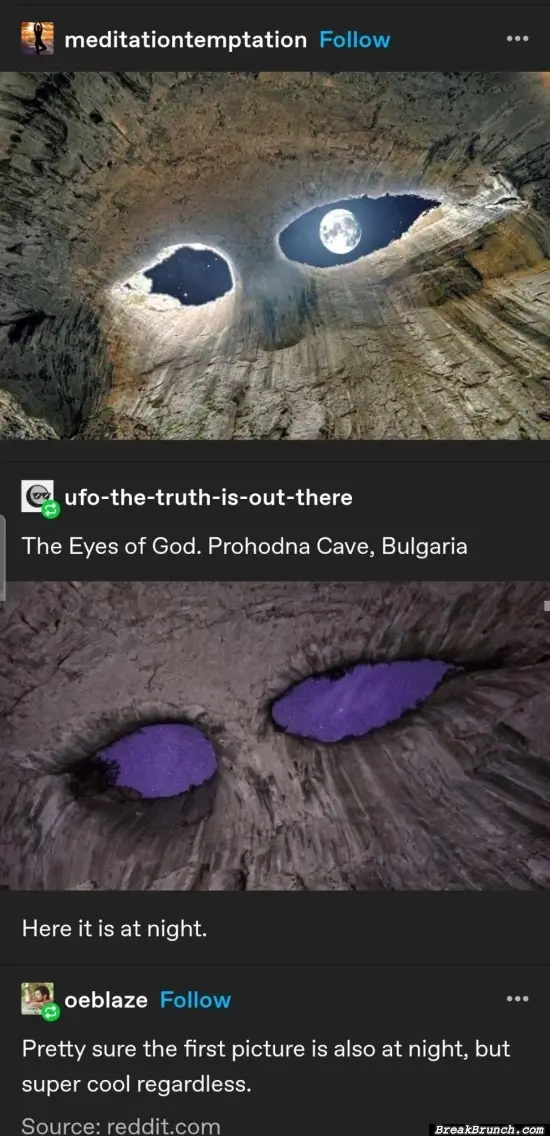 Beautiful eyes of god at Prohodna Cave, Bulgaria