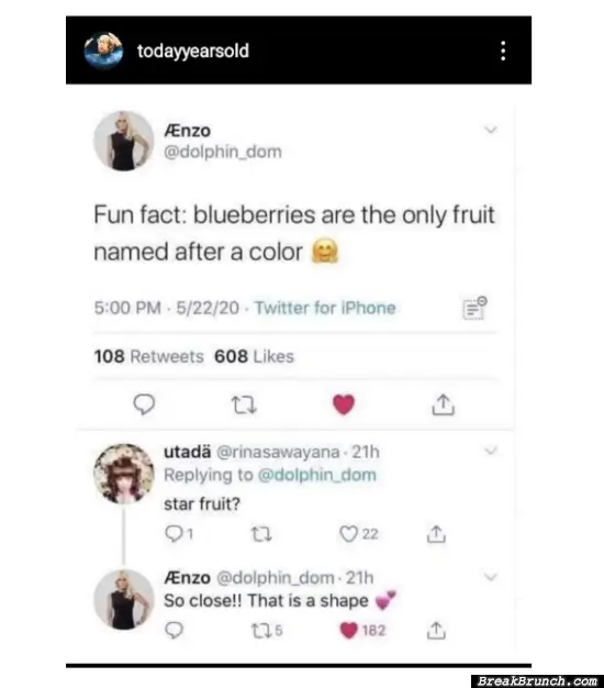 Any fruit is named after a color