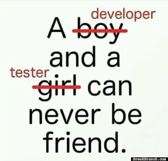 A developer and a tester cannot be friends