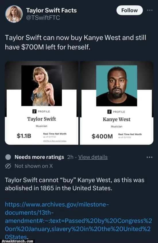 Taylor Swift is not allowed to buy Kanye West