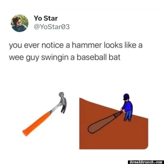 Hammer looks like a wee guy swinging a baseball bat