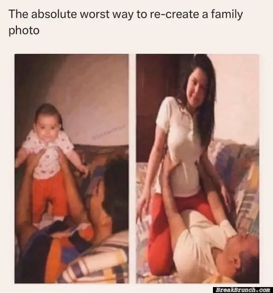 The worst way to recreate a family photo