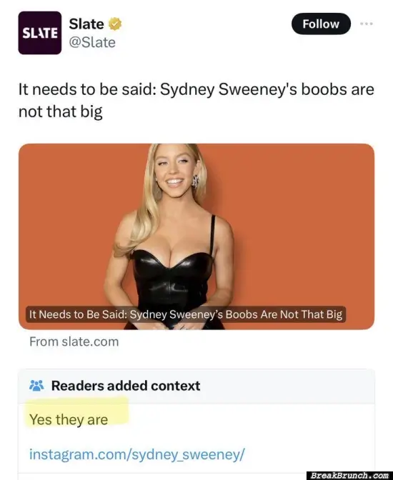 Sydney Sweeney s Boobs Are Huge BreakBrunch