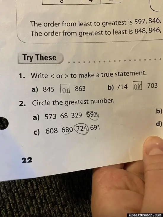 My neice’s math homework