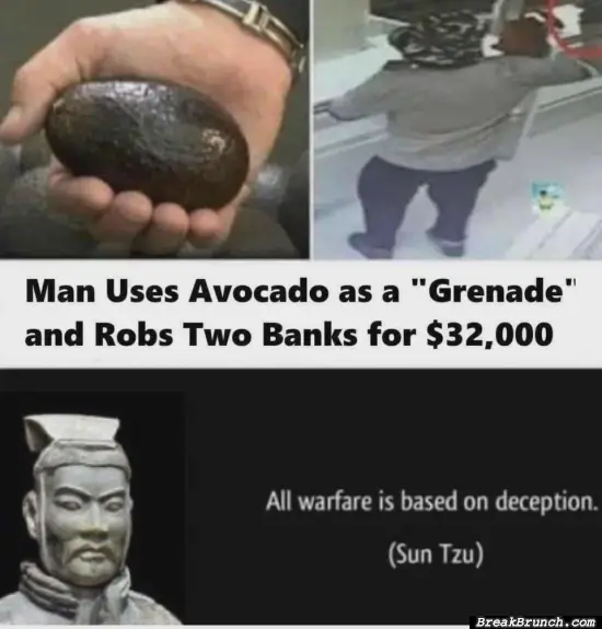Man uses avocado to rob banks