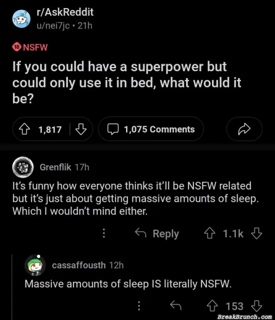 Massive amount of sleep is NSFW