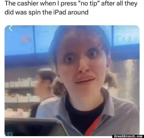 No tip for cashier