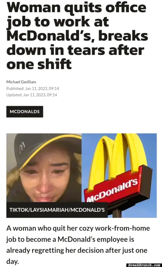 Women cries and quit McDonald’s