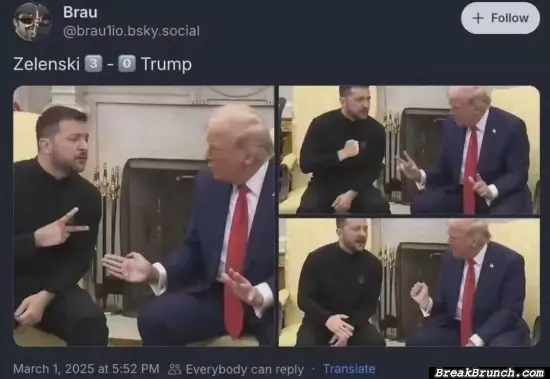 Zalenski playing rock paper scissor with Trump