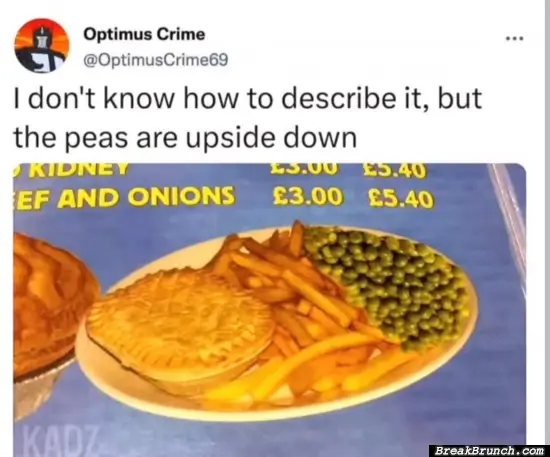 The peas are upside down