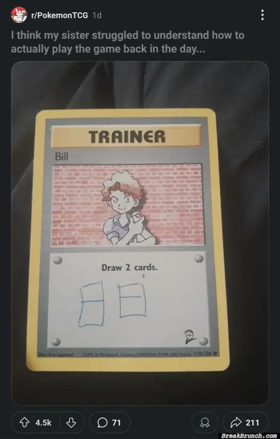 Sister playing pokemon card