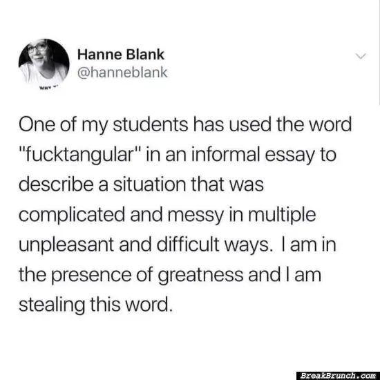 My student used the term fucktangular