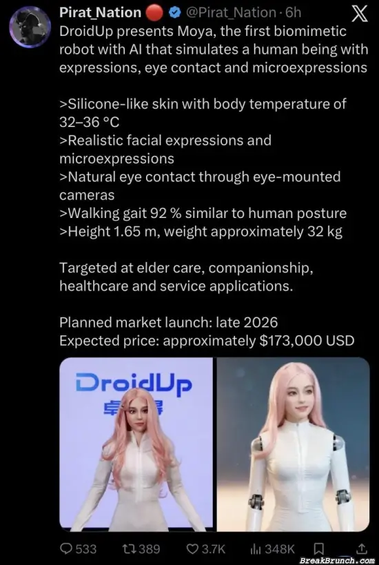 Meet Moya the first biomimetic AI robot from DroidUp