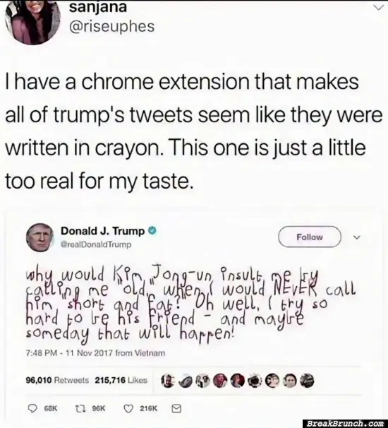 Chrome extention that turns Trump’s tweet into crayon