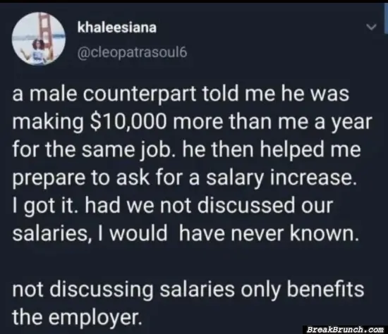 Should you discuss salary at work